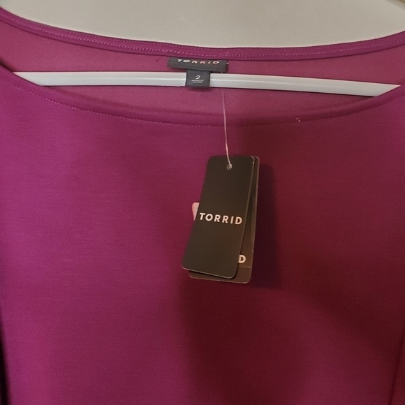 Torrid Sheath Dress, Short Sleeve Bodycon Midi Dress Boatneck Size 2x Purple - Picture 6 of 9